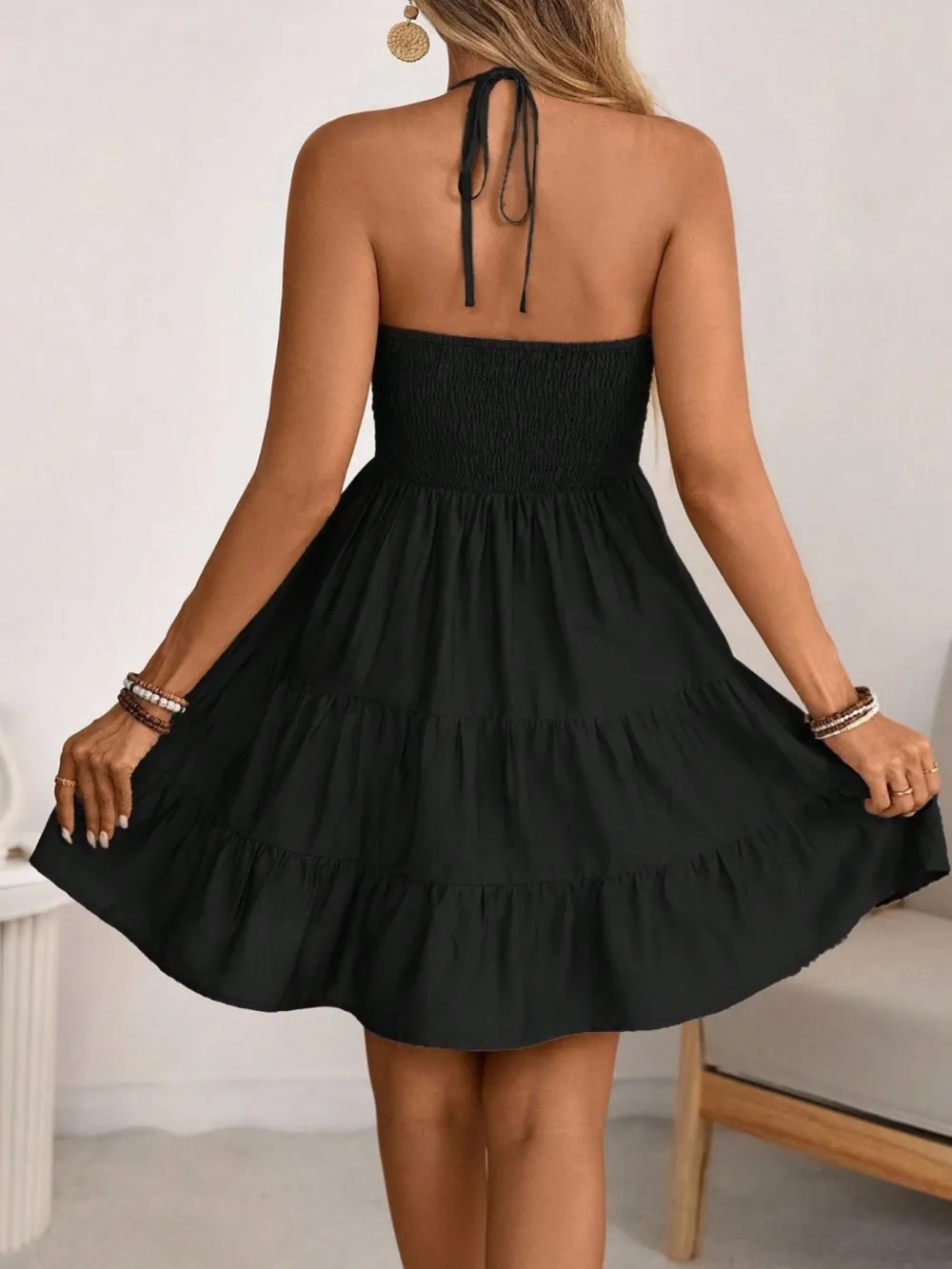 Tiered Halter Casual Dress