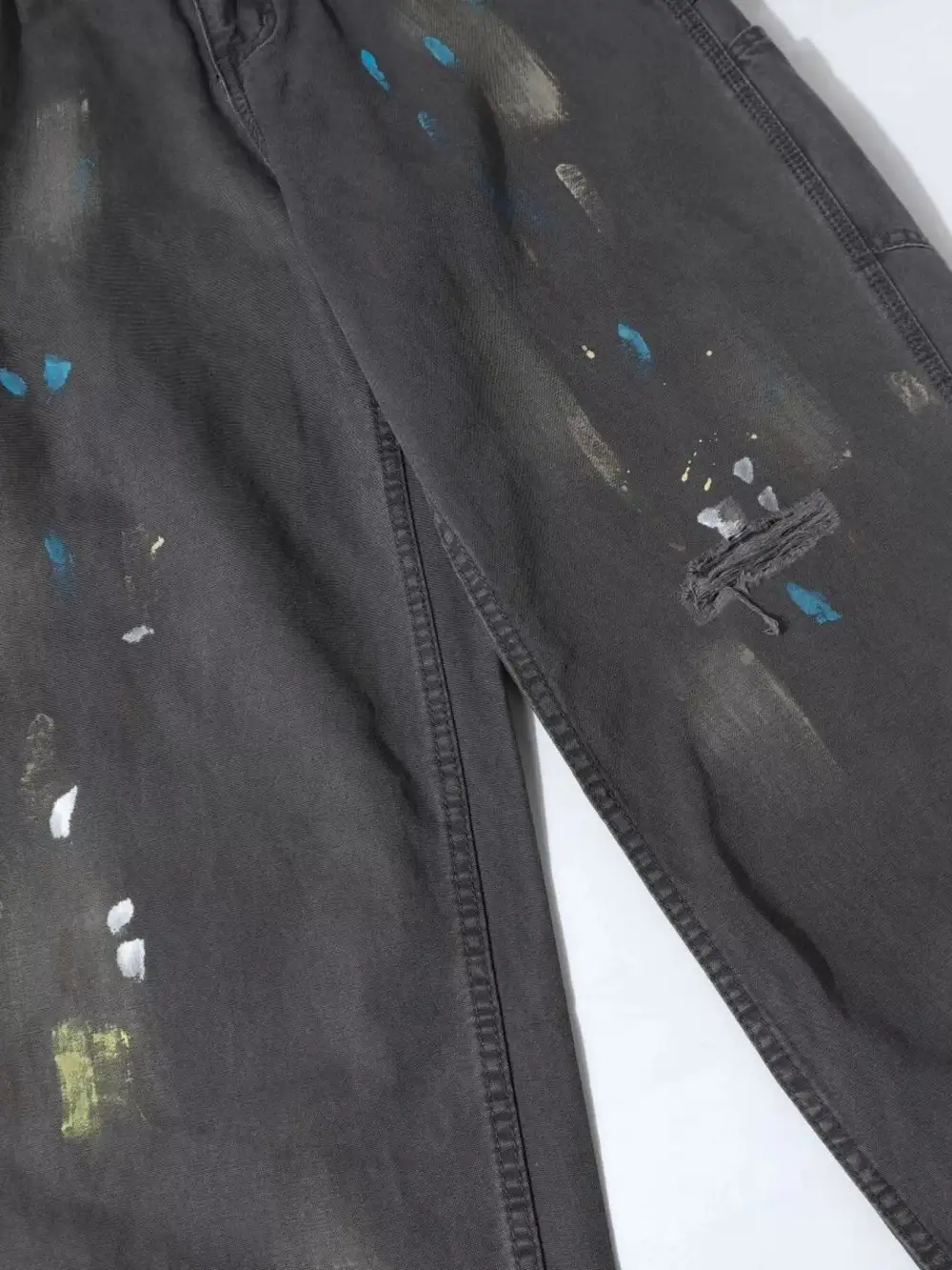 Refined Men's Paint Splatter Wide Leg Pants