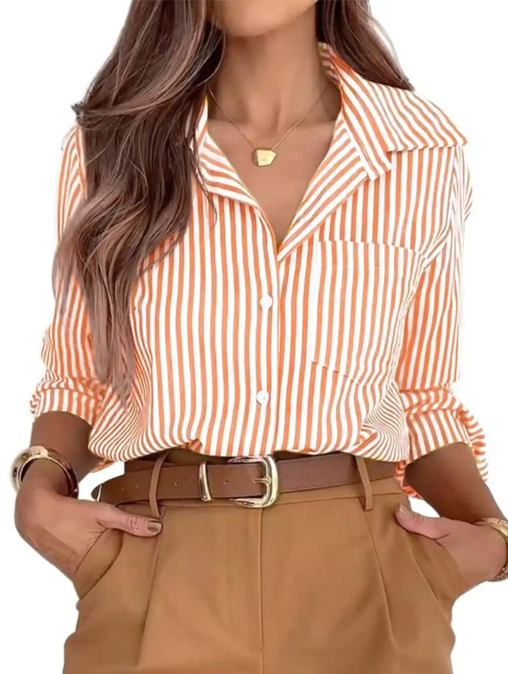 Striped Shirt with Pockets Blouse
