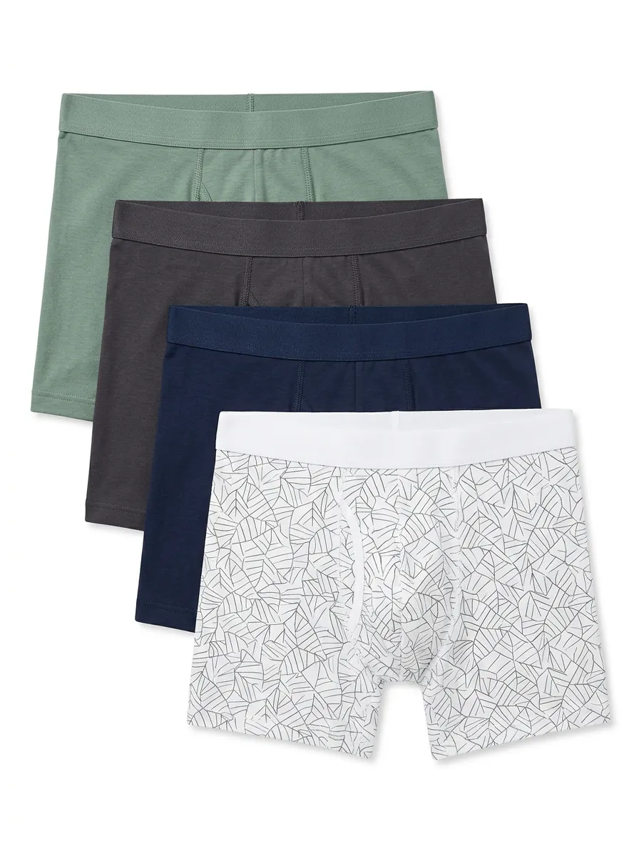 Signature Leaf Essential Men' Four Pack Boxer Briefs