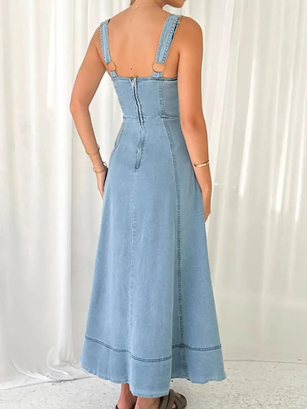 Layered Detail Denim Dress