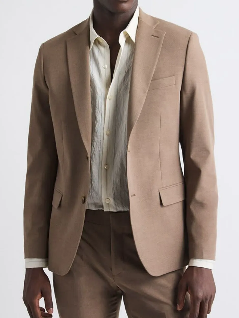 Rose Taupe Slim-Fit Suit Blazer