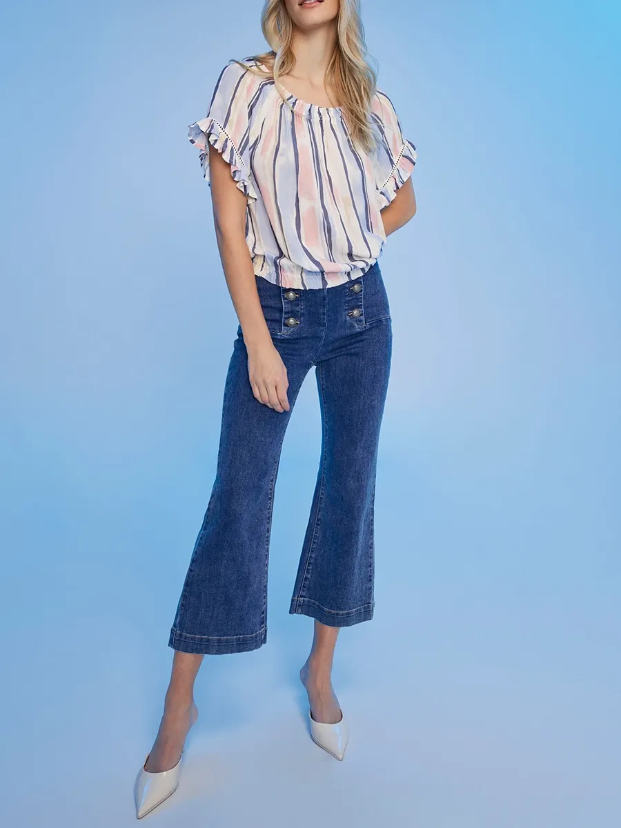 Versatile Creative Front Buttoned Flared Jeans