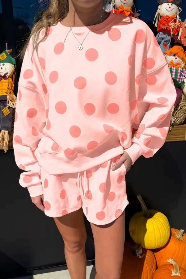 Print Pullover Relaxed Shorts Lounge Set