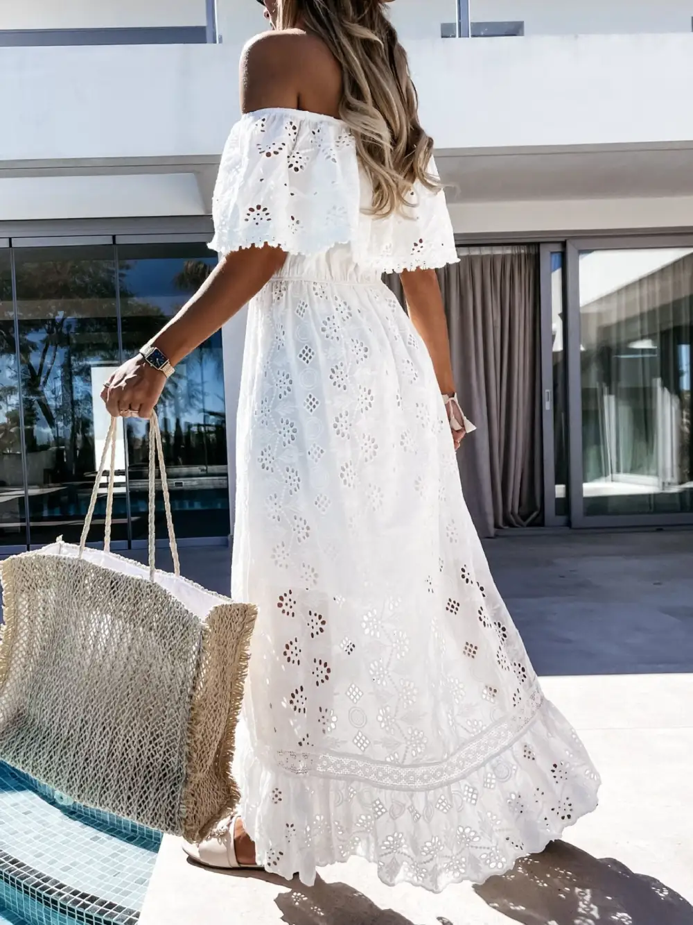 Lace Eyelet Maxi Dress