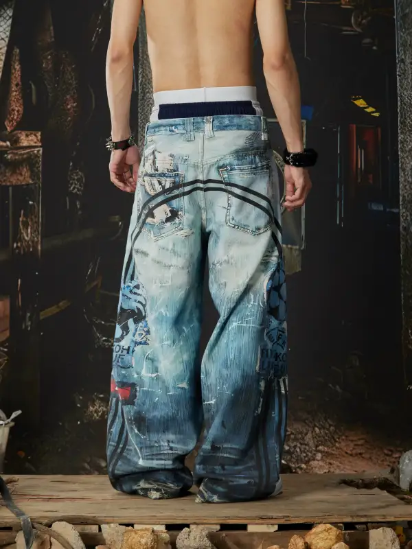 Distressed-Wash Jogger Jeans