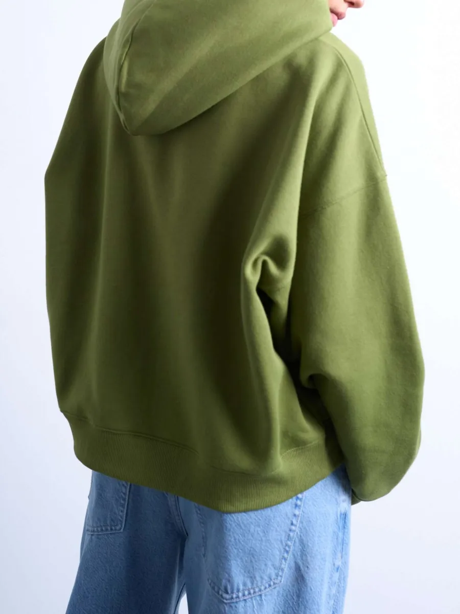 Dropped Shoulder Solid Color Hoodie