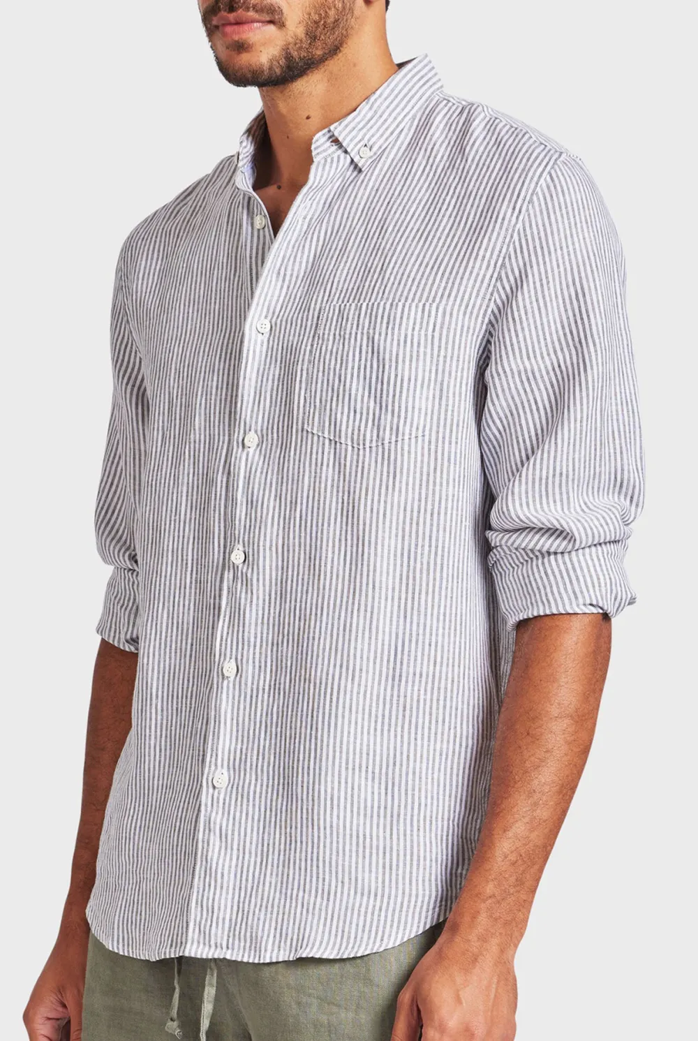 Rory Linen Shirt- Smoke pine