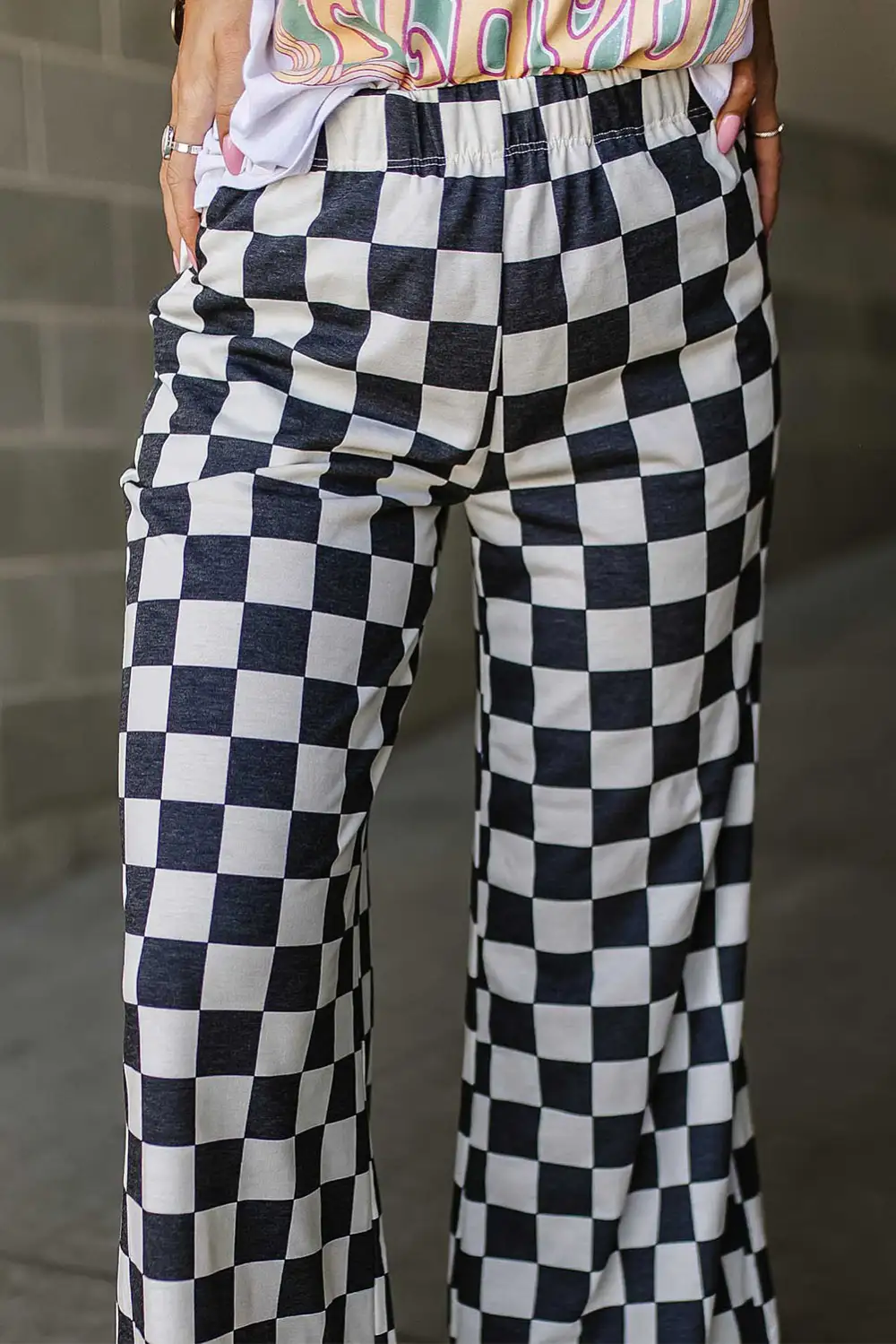 Print High Rise Wide Leg Pants