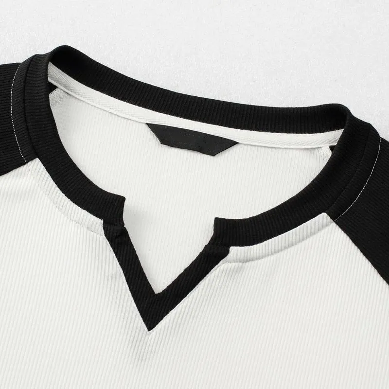 Mens Muscle Slim T Shirt V-Neck Henley