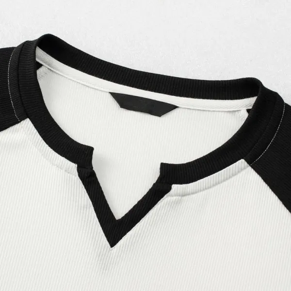 Mens Muscle Slim T Shirt V-Neck Henley