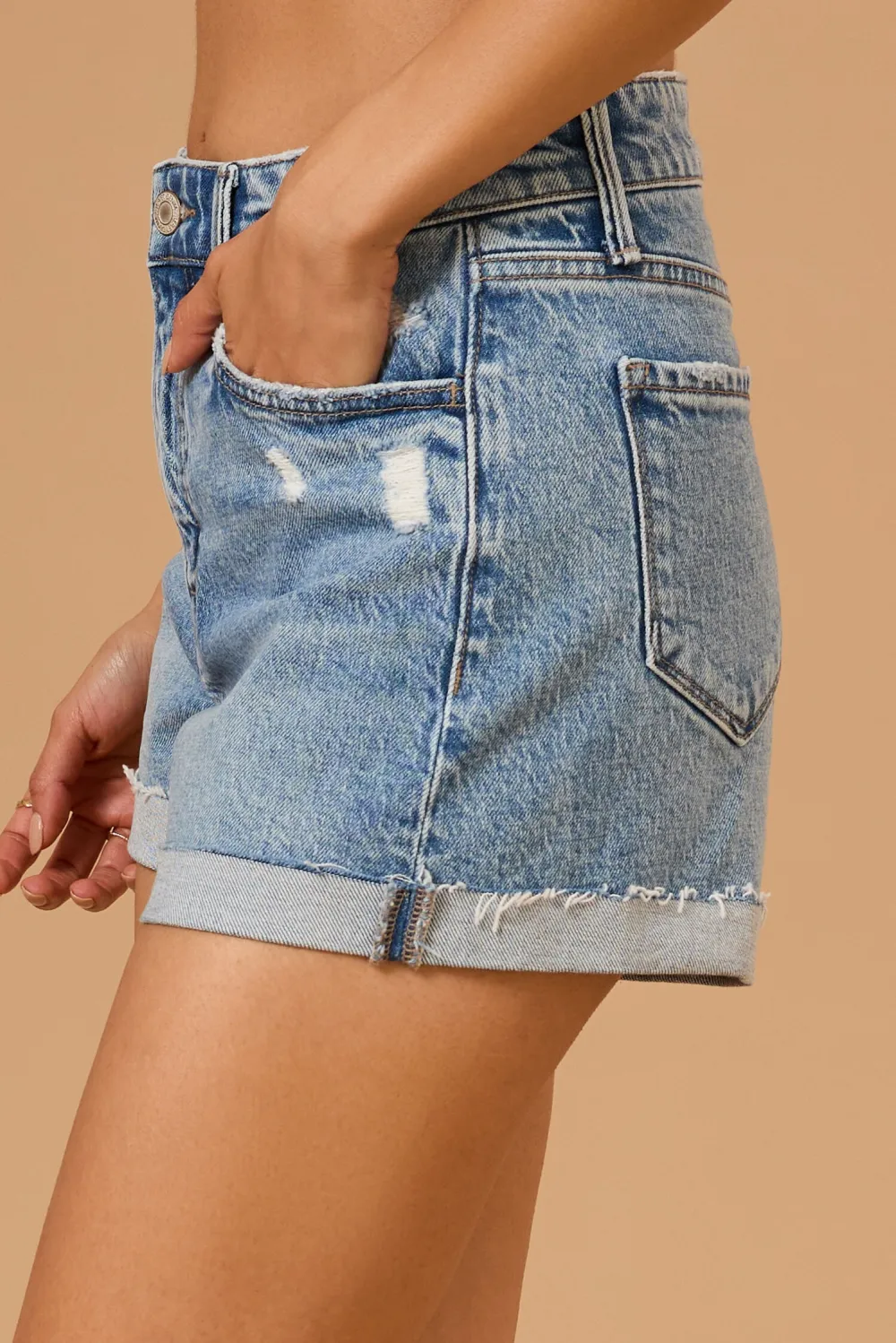 Roll Cuff Denim Shorts