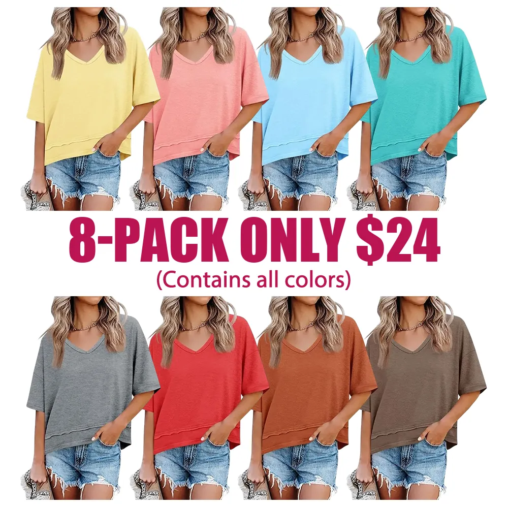 🔥Hot Sale💥-Women's Summer V-Neck T-Shirt🔥16-Pack - All Colors Included