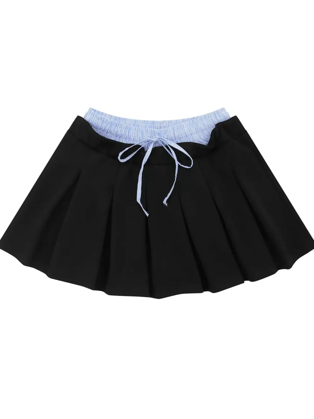 Textured Pleated Drawstring Skirt