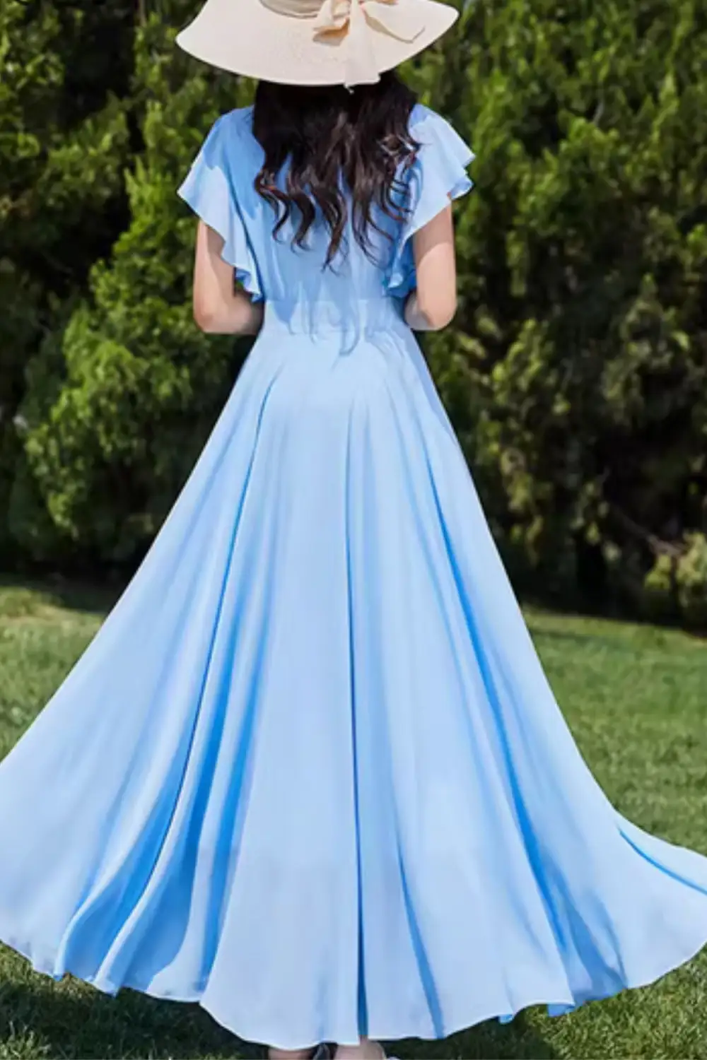 Refined Chiffon A Line Swing Maxi Dress