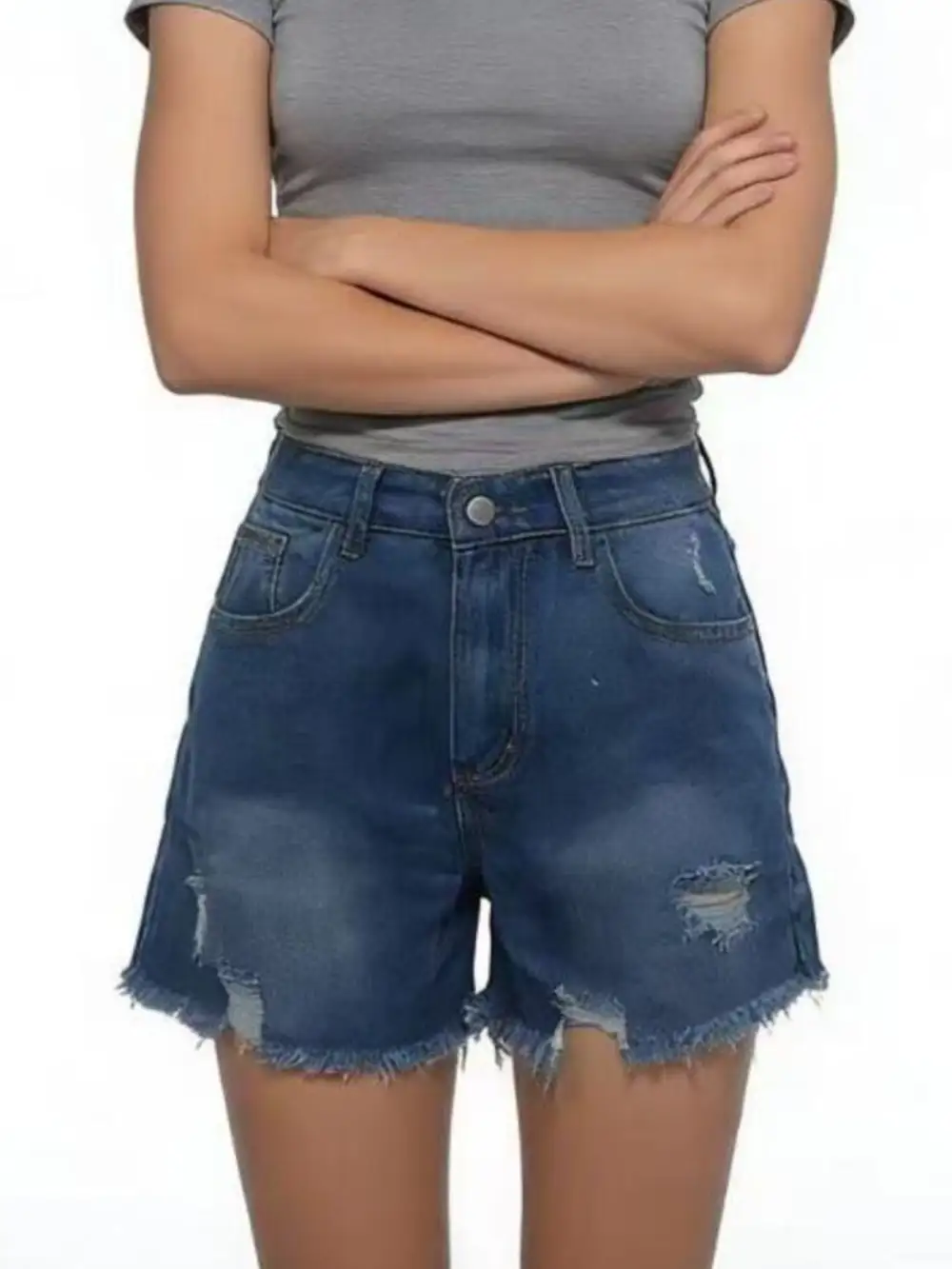 Relaxed Raw Hem Frayed Hem Frayed Distressed Shorts