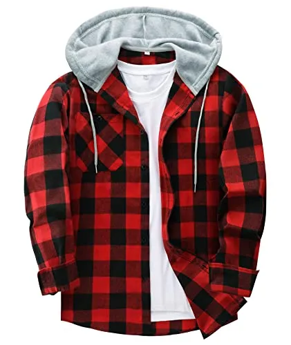 Men Plaid Long Sleeve Flannel Jacket