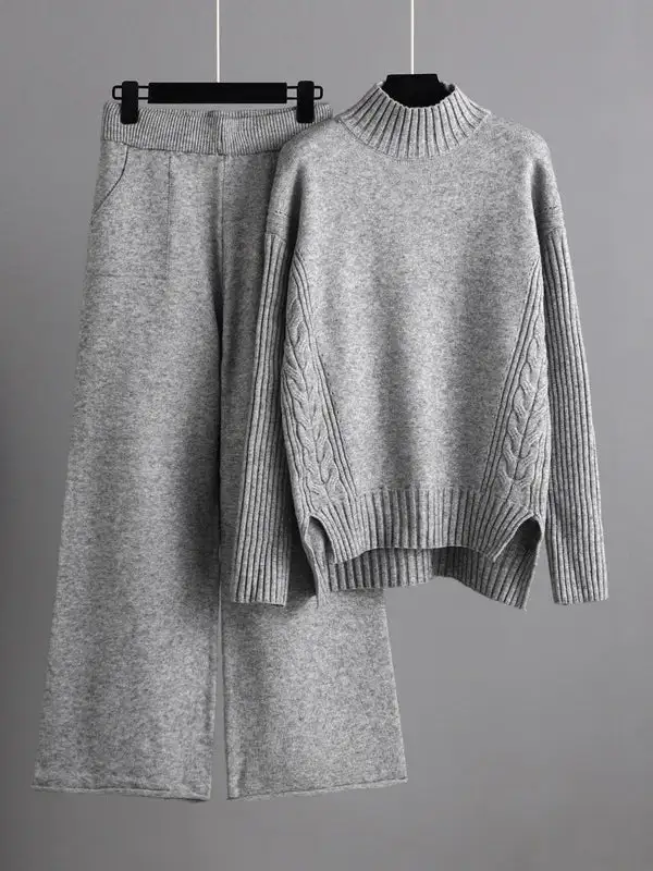 High Low Sweater Wide Leg Set