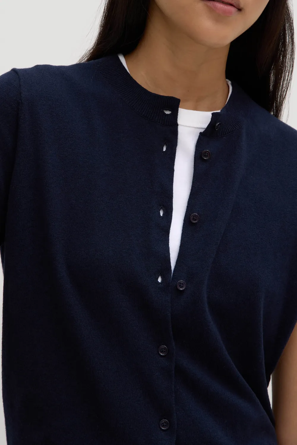 Short Sleeved Cardigan Wool Sweater