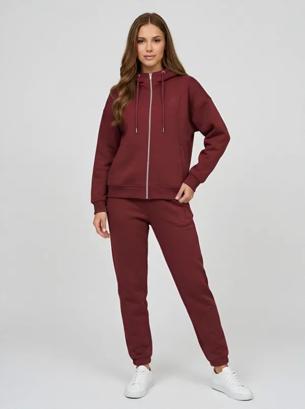 Women's Sage Green Elastic-Waist Joggers Drawstring Hood Zip-Up Hoodie Jacket & Jogger Set
