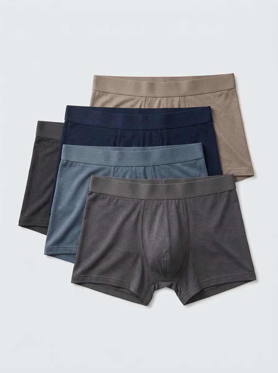 Men's Boxer Briefs Four-Pack with Breathable-Look Cotton Front Pouch Contoured Pouch