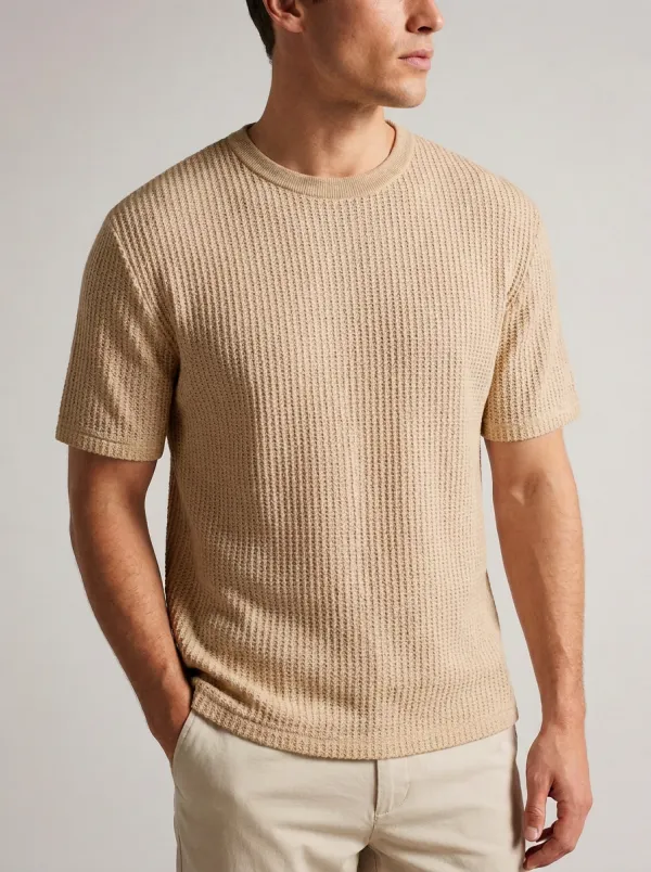 Men's Relaxed Vintage-Inspired Waffle Knit T-Shirt