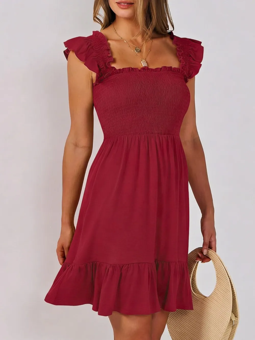 Ruffle Smocked Mini Dress