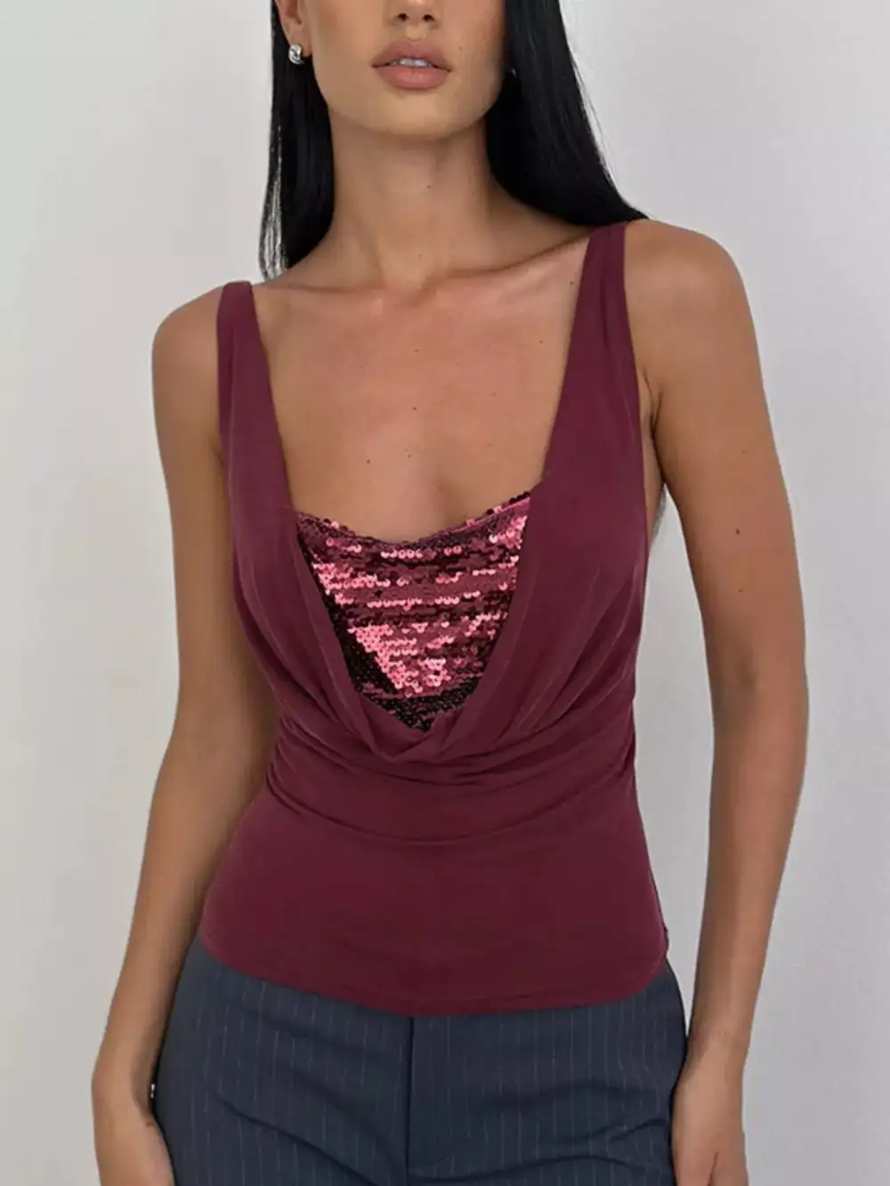 Sequin Detail Ruched Tank
