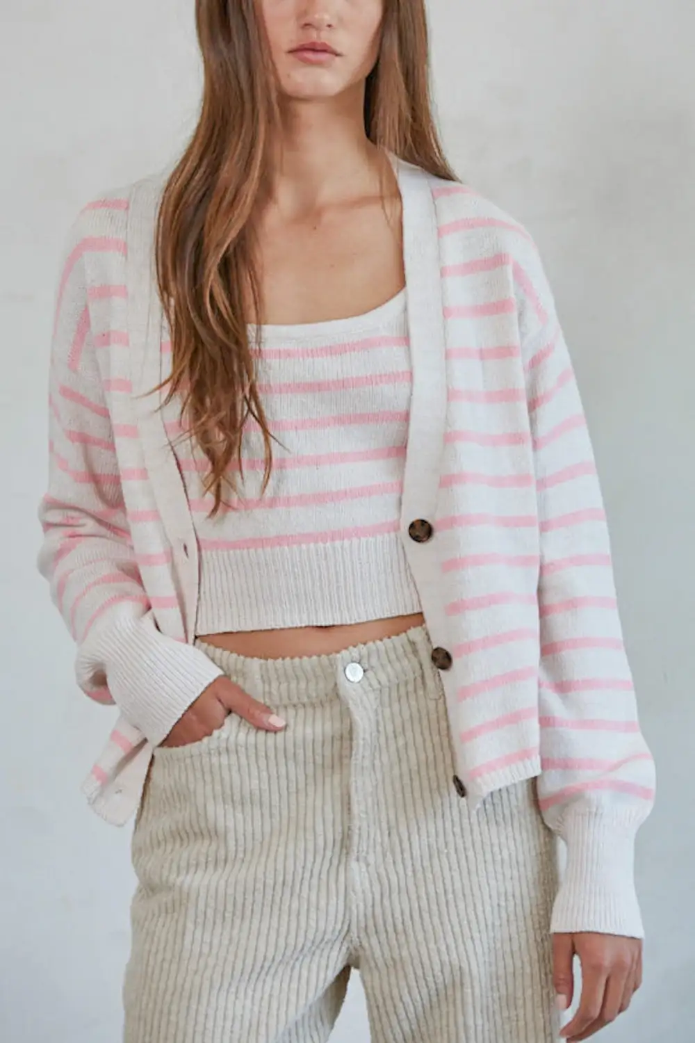 Comfort Fit Knit Striped Cardigan