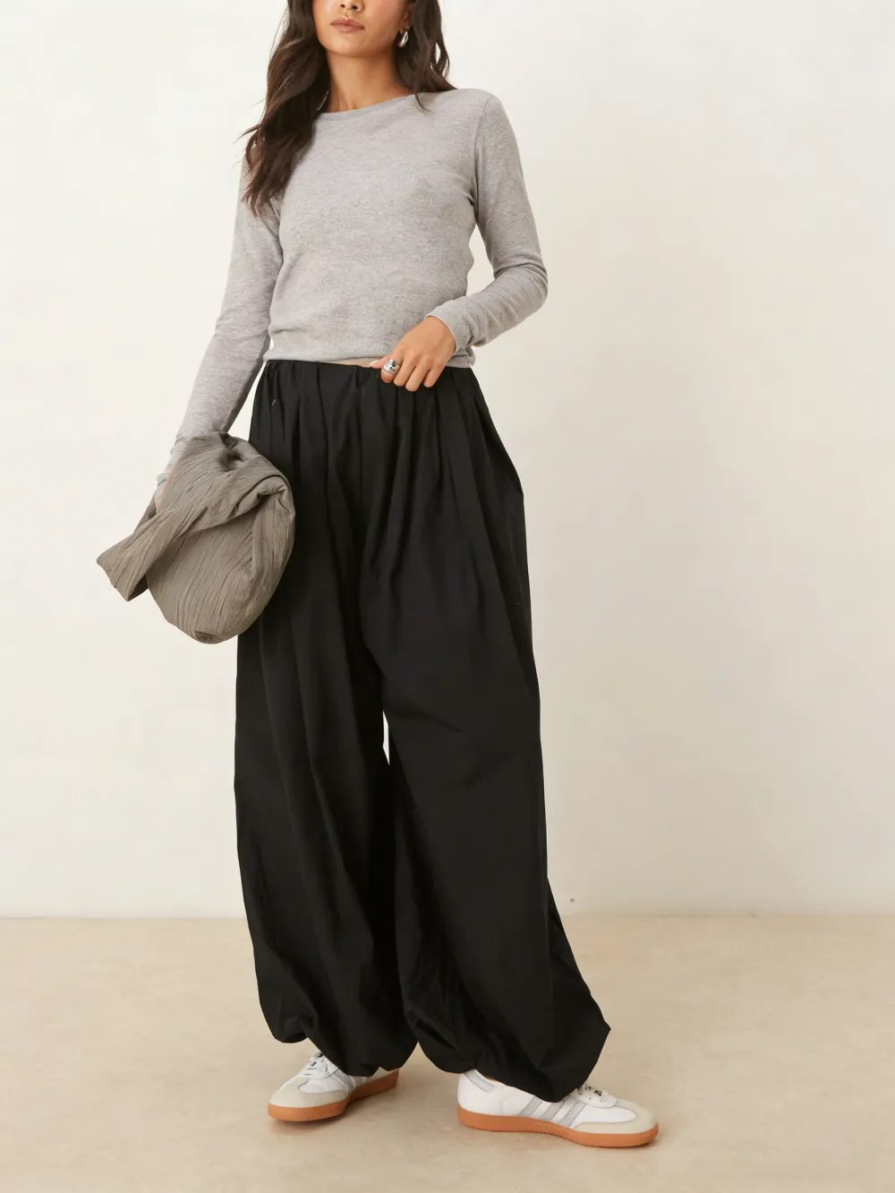 Baggy Cuffed Wide-Leg Pants