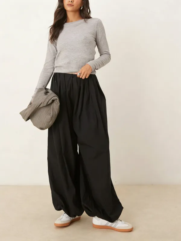 Baggy Cuffed Wide-Leg Pants