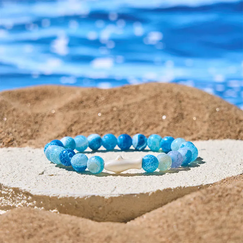 Natural Agate Stone Shark Bracelet