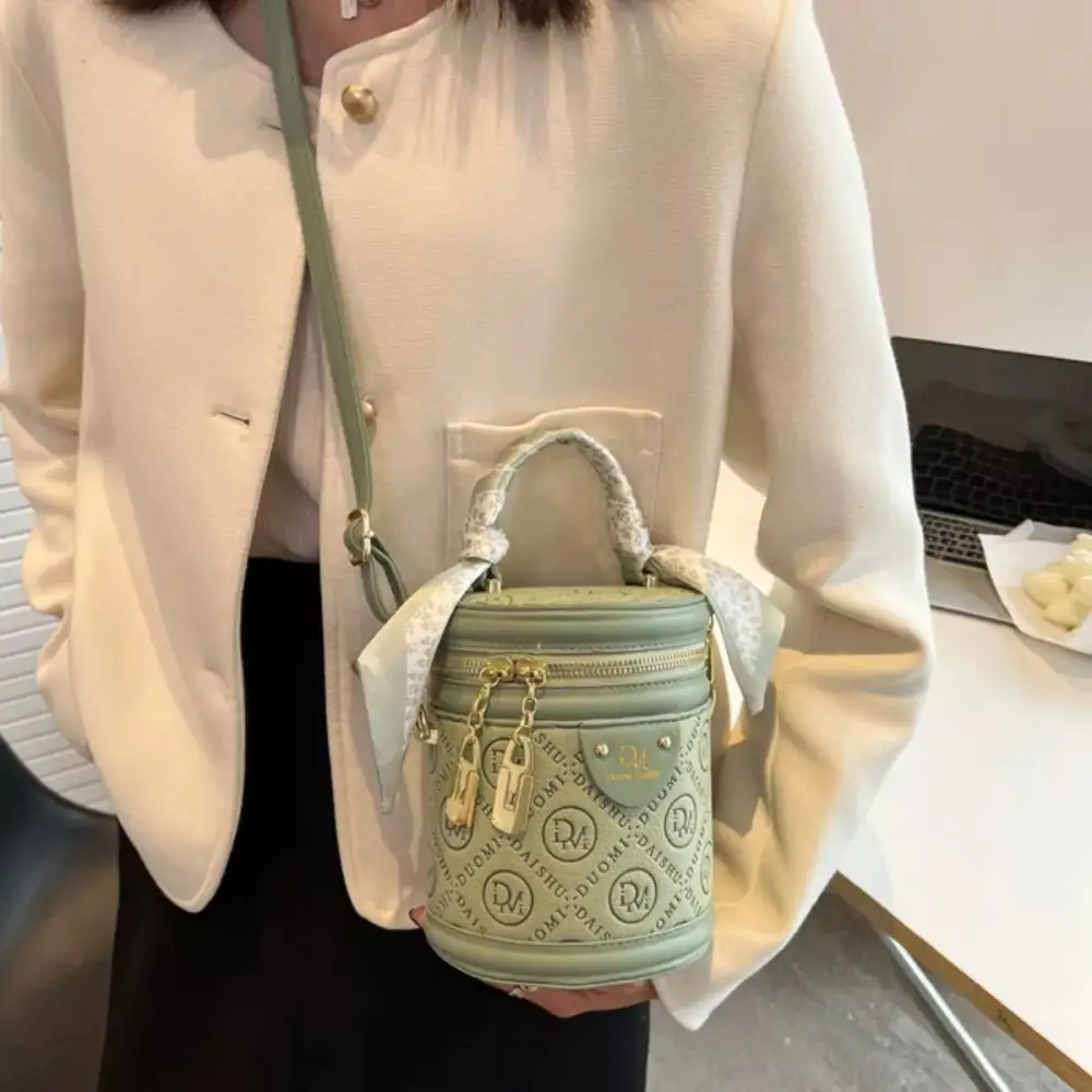 Letter Adjustable Strap Bucket Bag