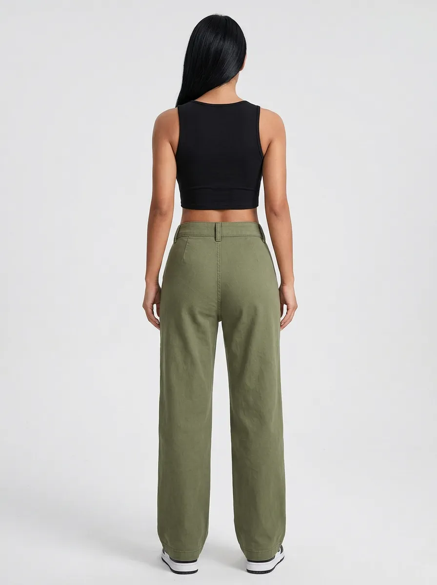 Flexible Geometric Pattern Multi Pocket Utility Look Women's Multi Pocket Cargo Pants