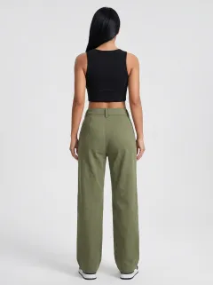 Flexible Geometric Pattern Multi Pocket Utility Look Women's Multi Pocket Cargo Pants