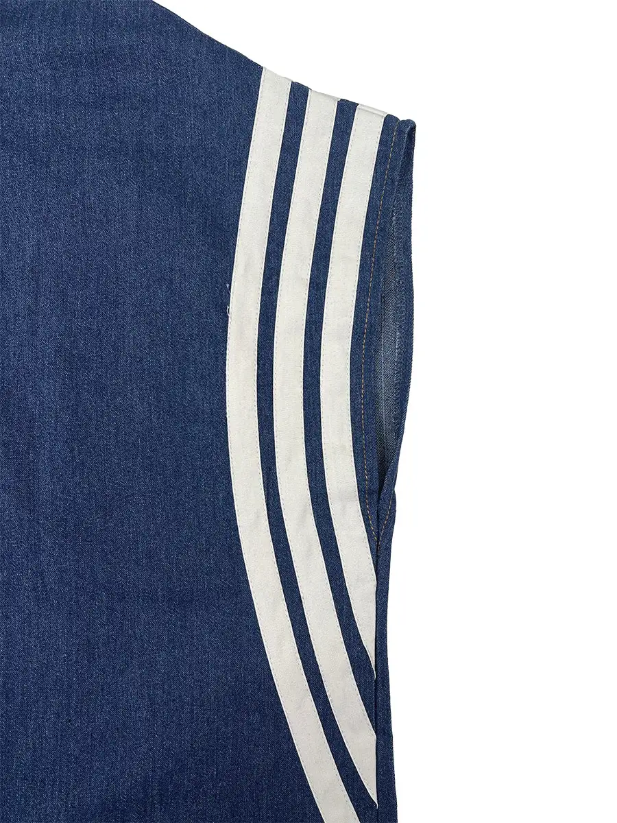 Enkelgebonden Losse Contrastkleurige Zakken Split Joint Gestreepte Jumpsuits