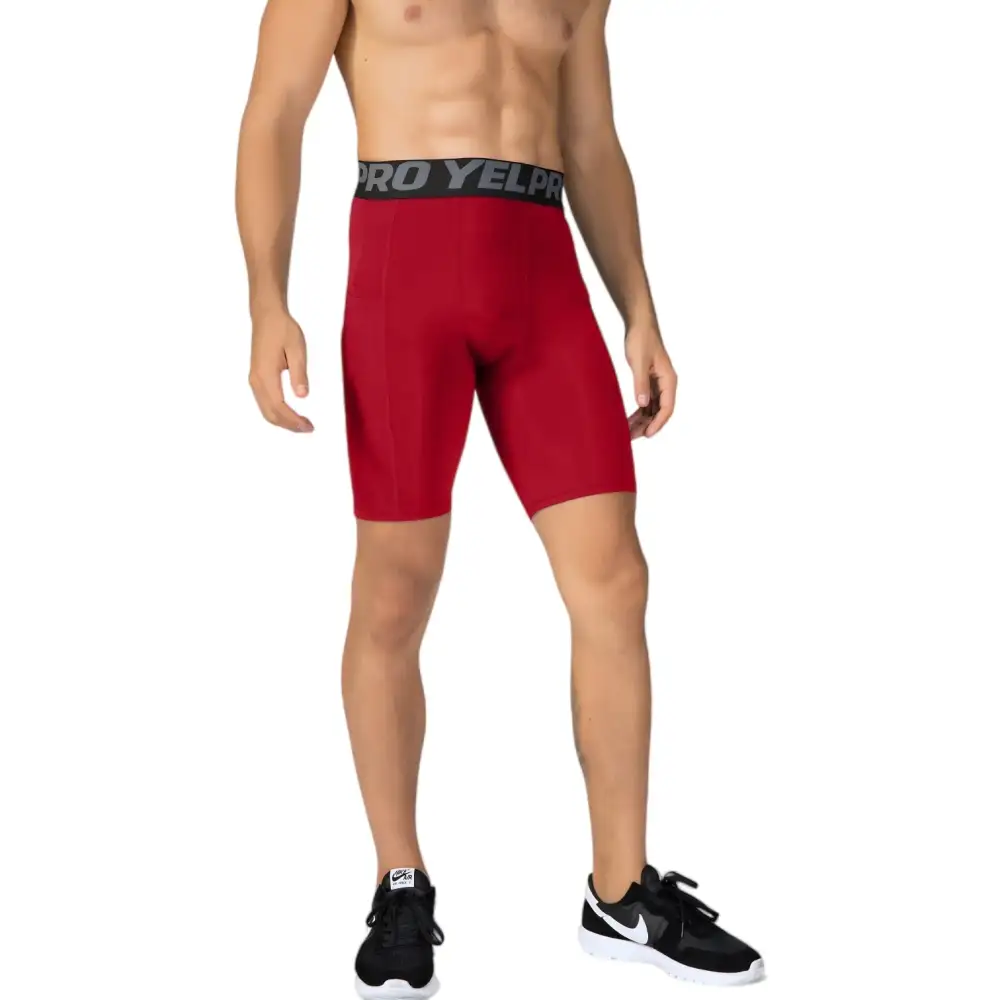 Elastic-Waist Wide-Waistband Compression Stretch Men's Athletic Shorts