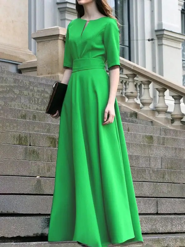 Half High Neck Maxi Dress