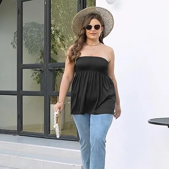 Solid Color Strapless Top With Ruffled Hem🔥12-Pack - All Colors Included, Only $35