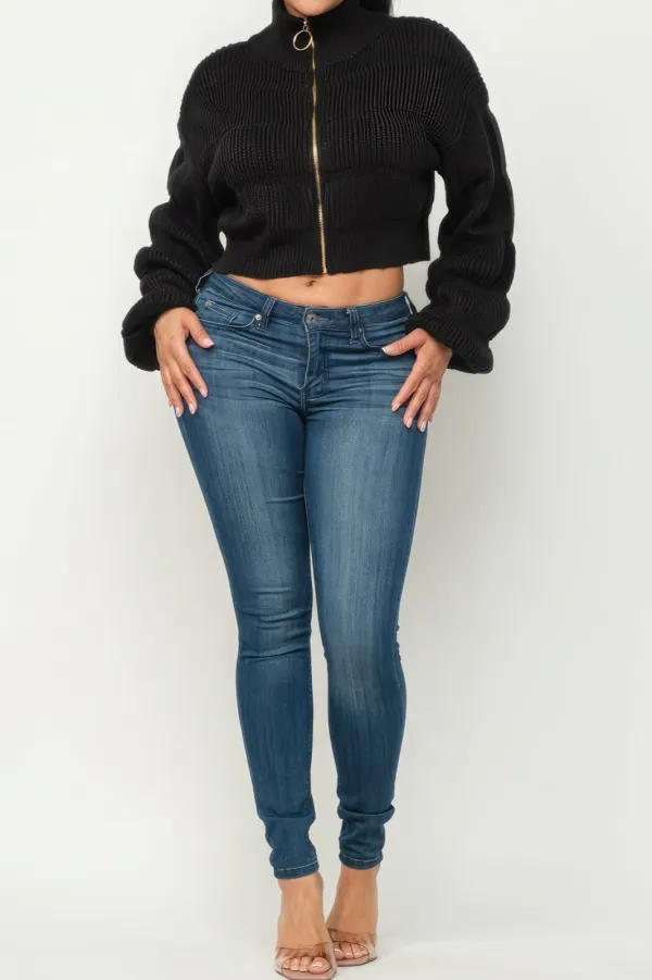 Front Zip Sweater Top