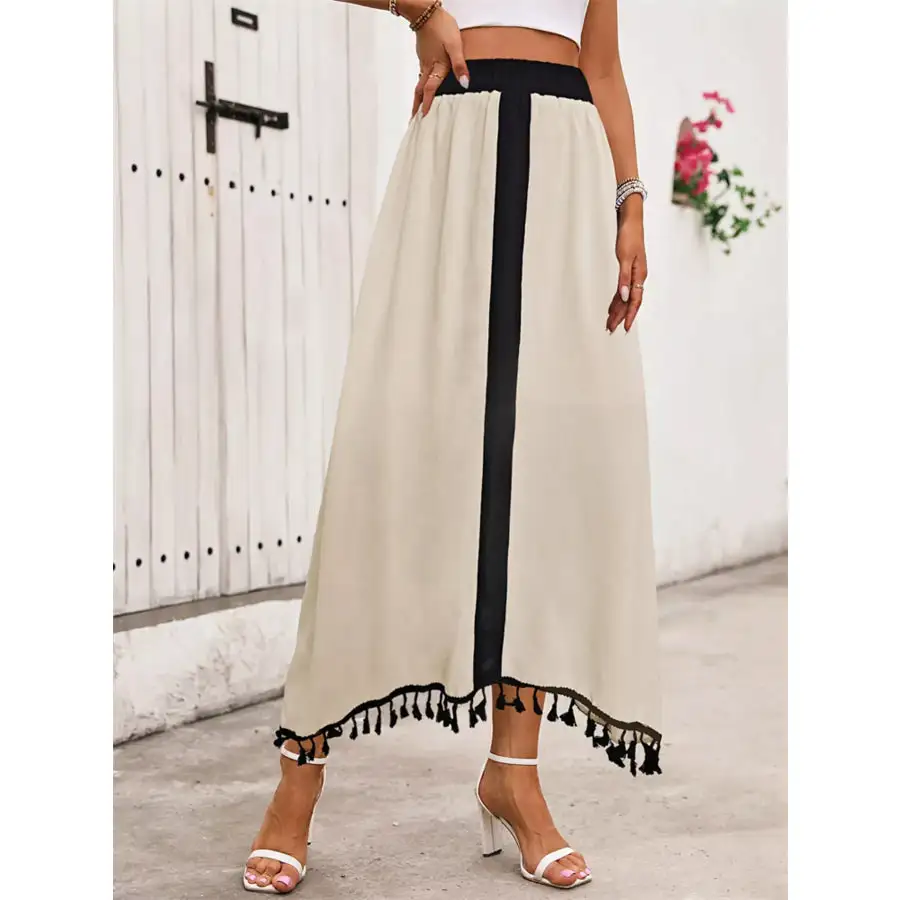 Tassel Trim High Waist Skirt