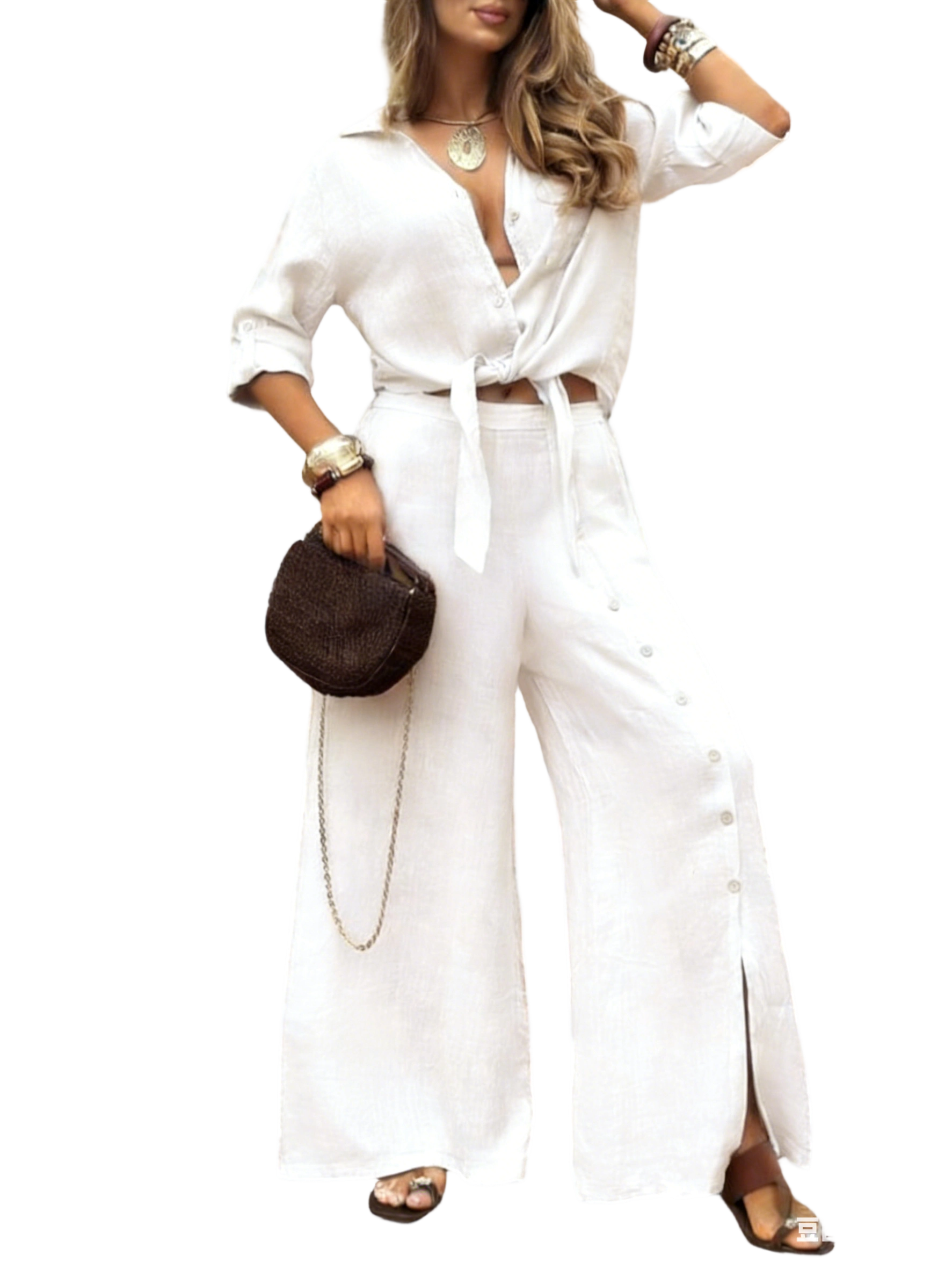 Women's Long-Sleeved Loose-Fitting Shirt Set