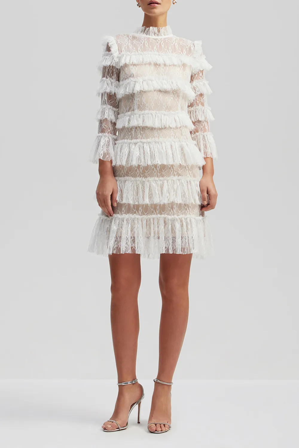 Tiered Fringe Lace Mini Dress