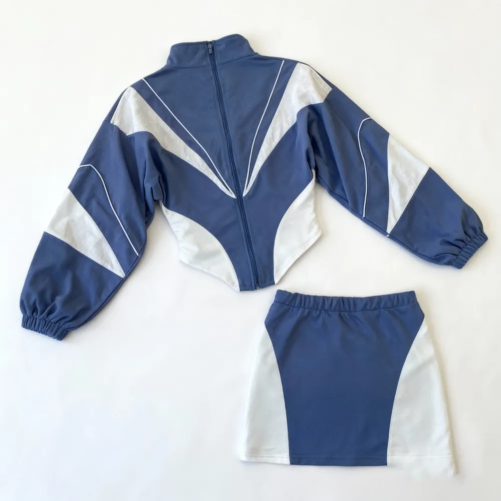 Nylon & Mesh Contrast Track Set - Zip-Up Jacket & Mini Skirt