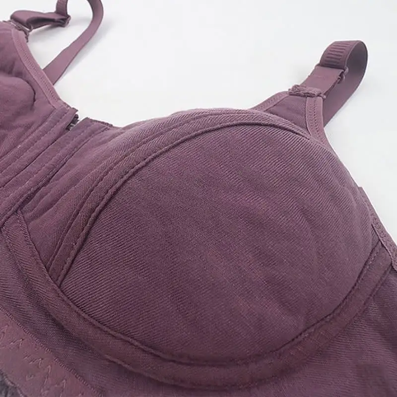 Front Closure Zipper Lift Wireless Bra