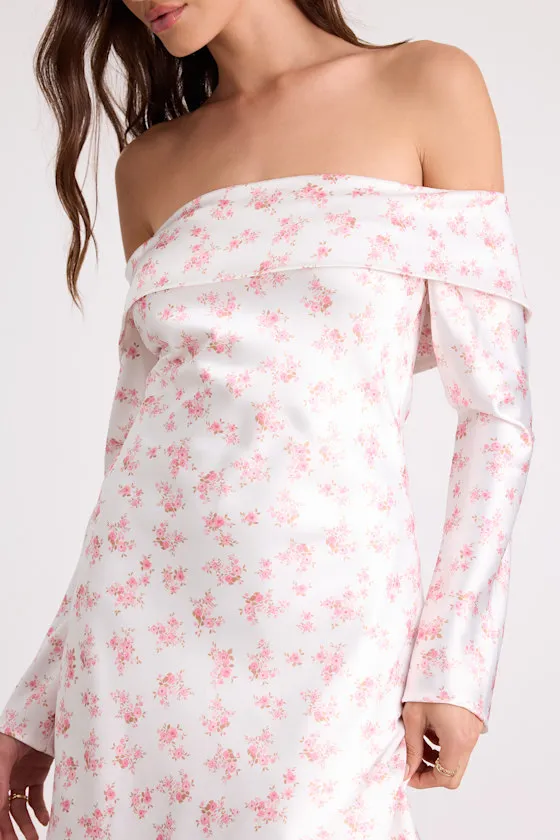 Luxurious Vision Light Yellow Satin Off-the-Shoulder Mini Dress