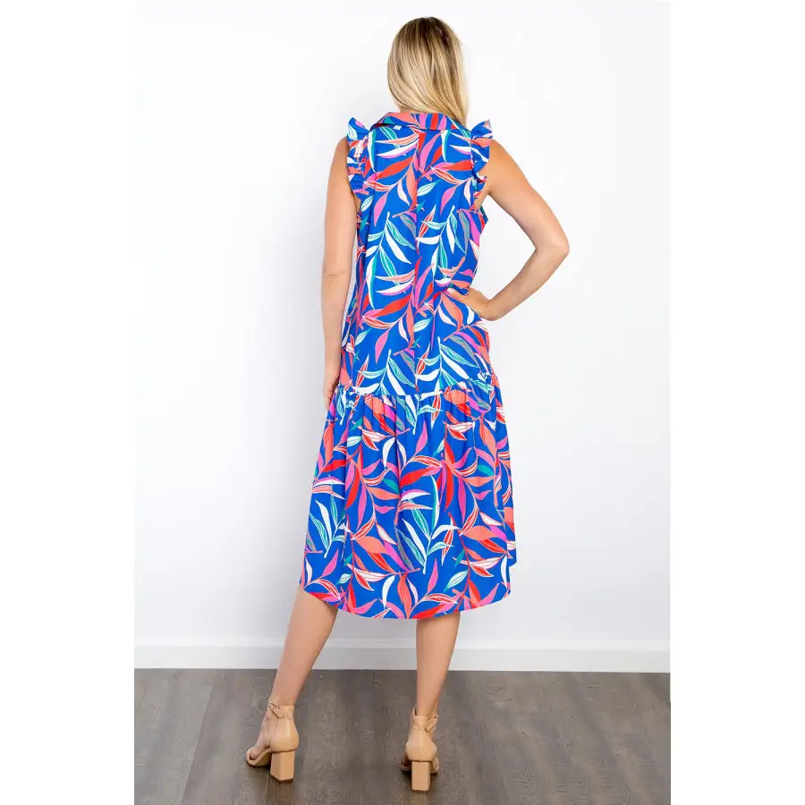 Ruffled Midi Dress with Pockets