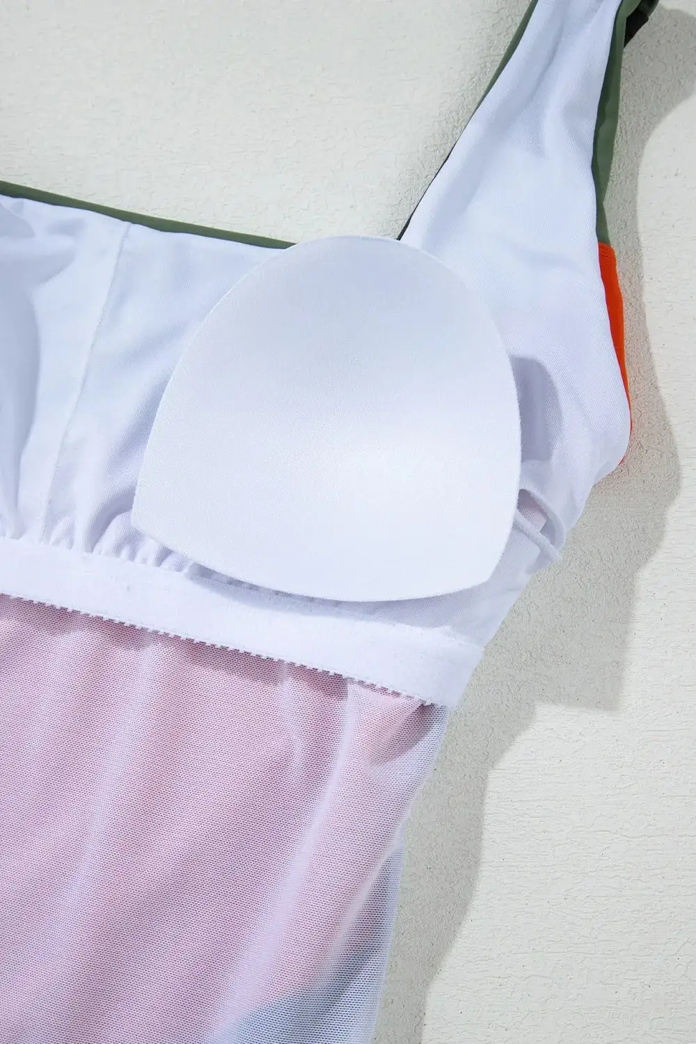 Blocked Pattern Padded Square Neck One Swimsuit