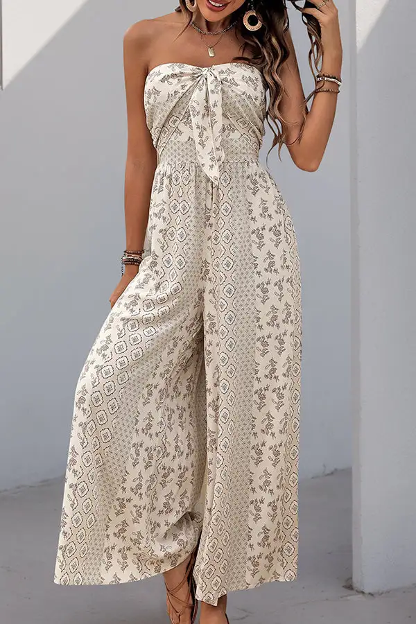 Beachsissi Bandeau Printed Casual Jumpsuit