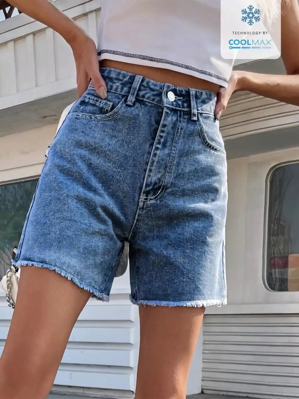 Easy Raw Hem Denim Shorts